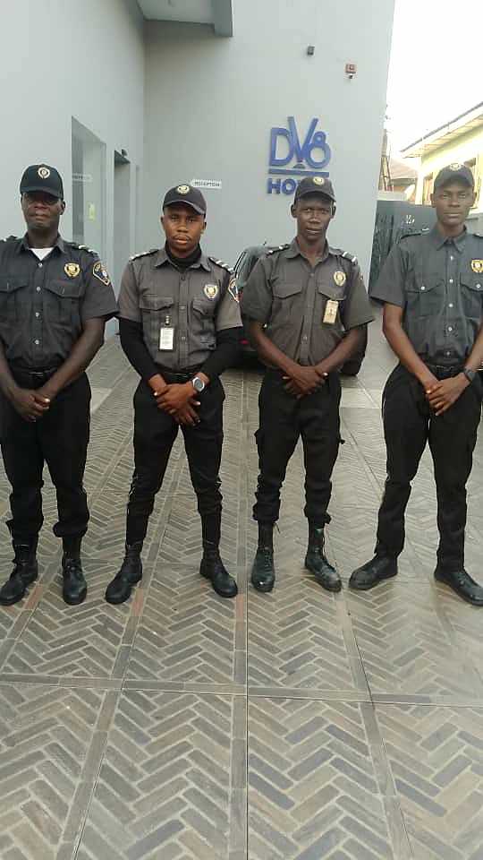 Sarf Guards officers on duty at a hotel entrance